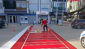 ÇINARCIK'TA YAYA GEÇİTLERİ BOYANDI