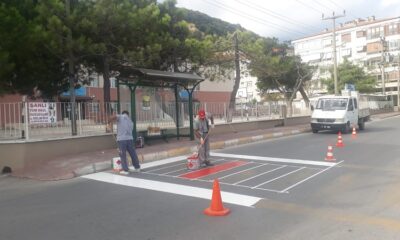 OKUL ÖNLERİNDEKİ YAYA GEÇİTLERİ BOYANIYOR