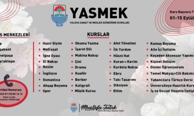 YALOVA BELEDİYESİ KURSLARI BAŞLADI