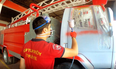 ÇİFTLİKKÖY’DE İTFAİYECİLER ARAÇLARINI KENDİLERİ BOYADI